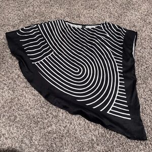 SHEIN Black and White Asymmetrical Blouse